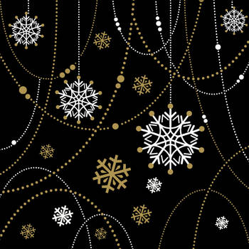 Duni servetten snow necklace zwart - 33 x 33 cm