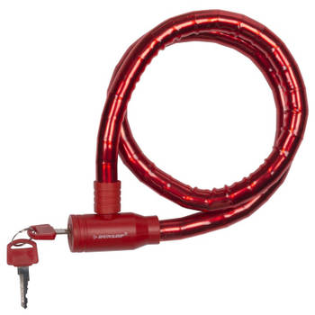 Dunlop kabelslot - rood - plastic coating - 80 cm - Fietssloten