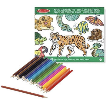 Kleurboek set met kleurpotloden van wilde dieren - Kleurboeken