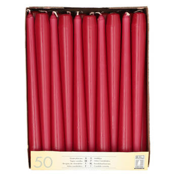 Conpax Candles Dinerkaarsen - 50x stuks - kersenrood - 25 cm - Dinerkaarsen