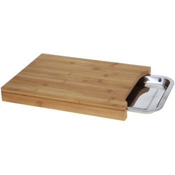 Bamboe houten snijplank met opvangbakje 35 cm - Snijplanken/serveerplanken/broodplanken van hout