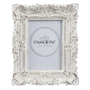 Clayre & Eef Witte Fotolijst 10*2*12 cm / 6*9 cm 2F0506