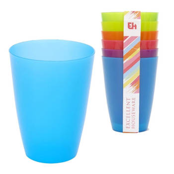 6x Gekleurde drinkbekers/mokken kunststof 10 cm voor kinderen - Drinkbekers