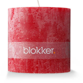 Blokker rustieke cilinderkaars - 6,8 x 8 cm - rood