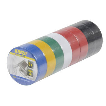 24x Gekleurde rollen isolerende tape voor kabels en elektra 18 mm x 5 m - Tape (klussen)