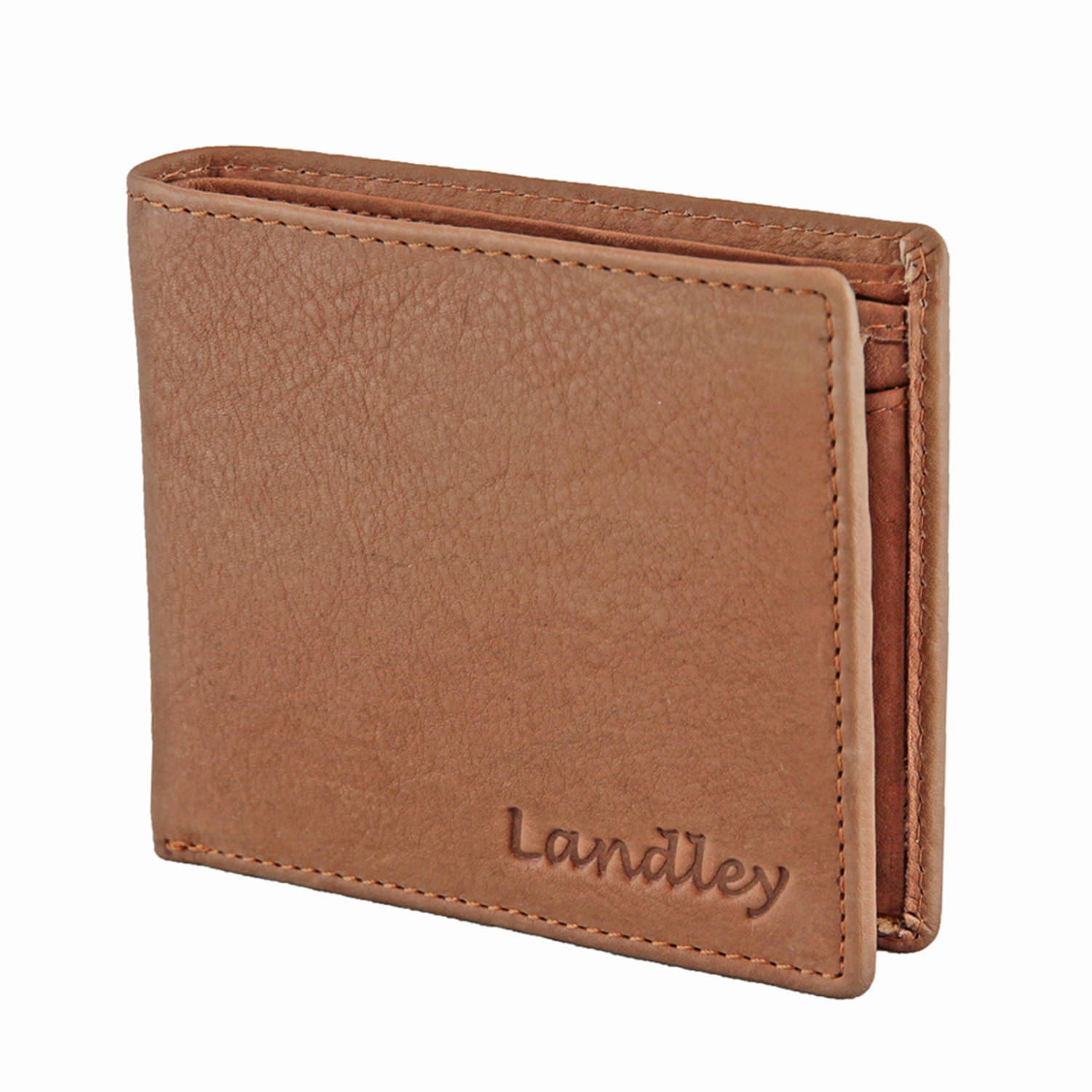 Landley Heren Portemonnee Leer - Plat model - RFID Bescherming tegen skimmen - Cognac