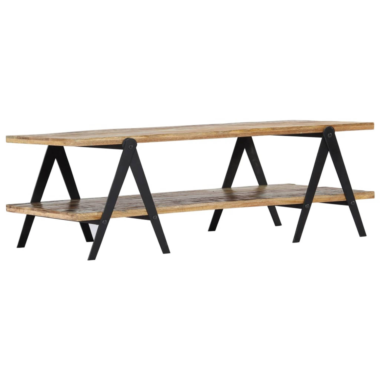 The Living Store Salontafel Gerecycled hout 115x60x40cm 2 lagen The Living Store