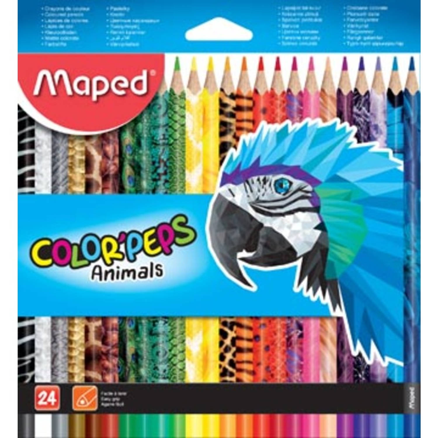 Maped Kleurpotloden Color&apos;peps Animals, Kartonnen Etui Met 24 Stuks In Geassorteerde Kleuren