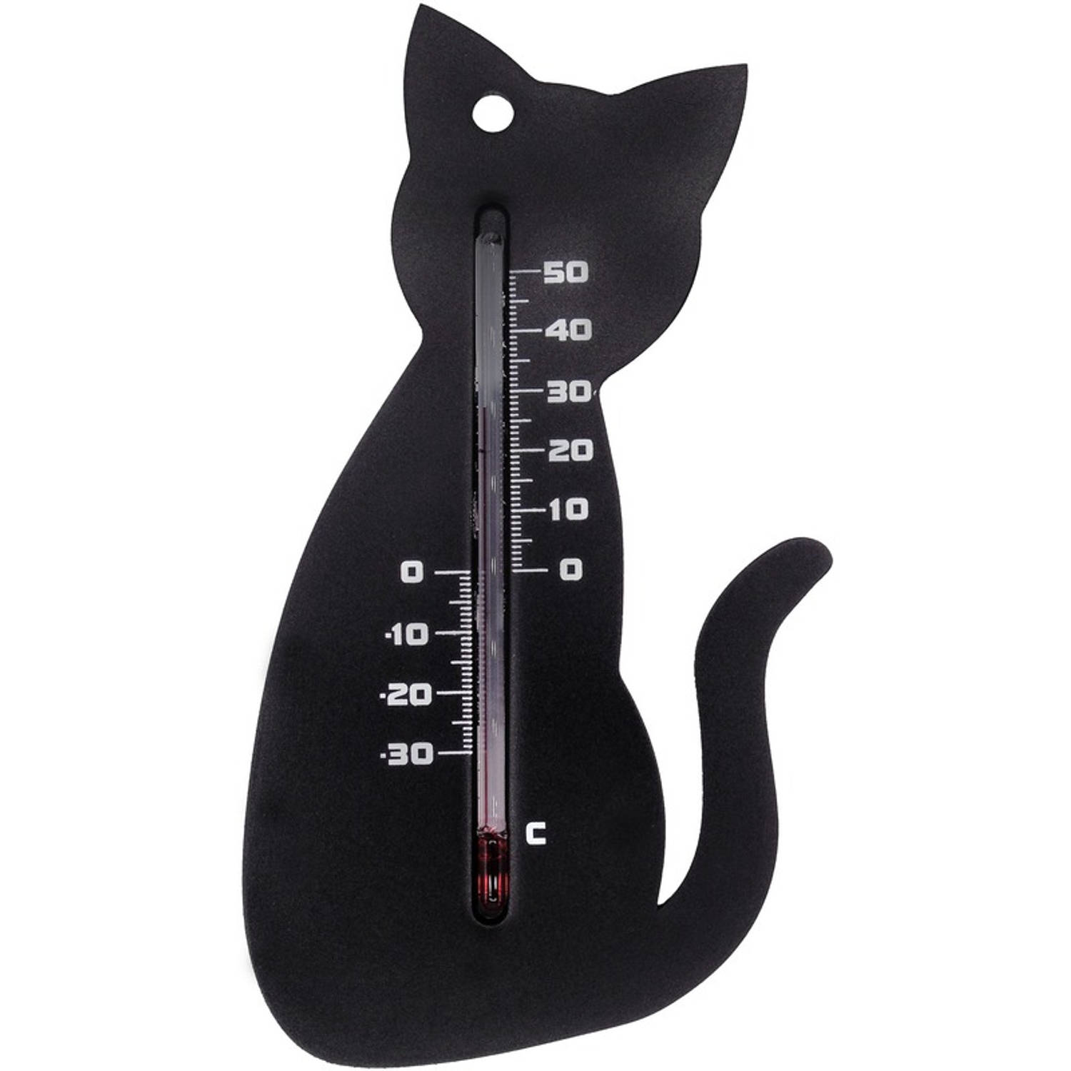 Binnen-buiten Thermometer Zwarte Kat-poes 15 Cm Tuindecoratie Dieren Katten-poezen Artikelen Buitent