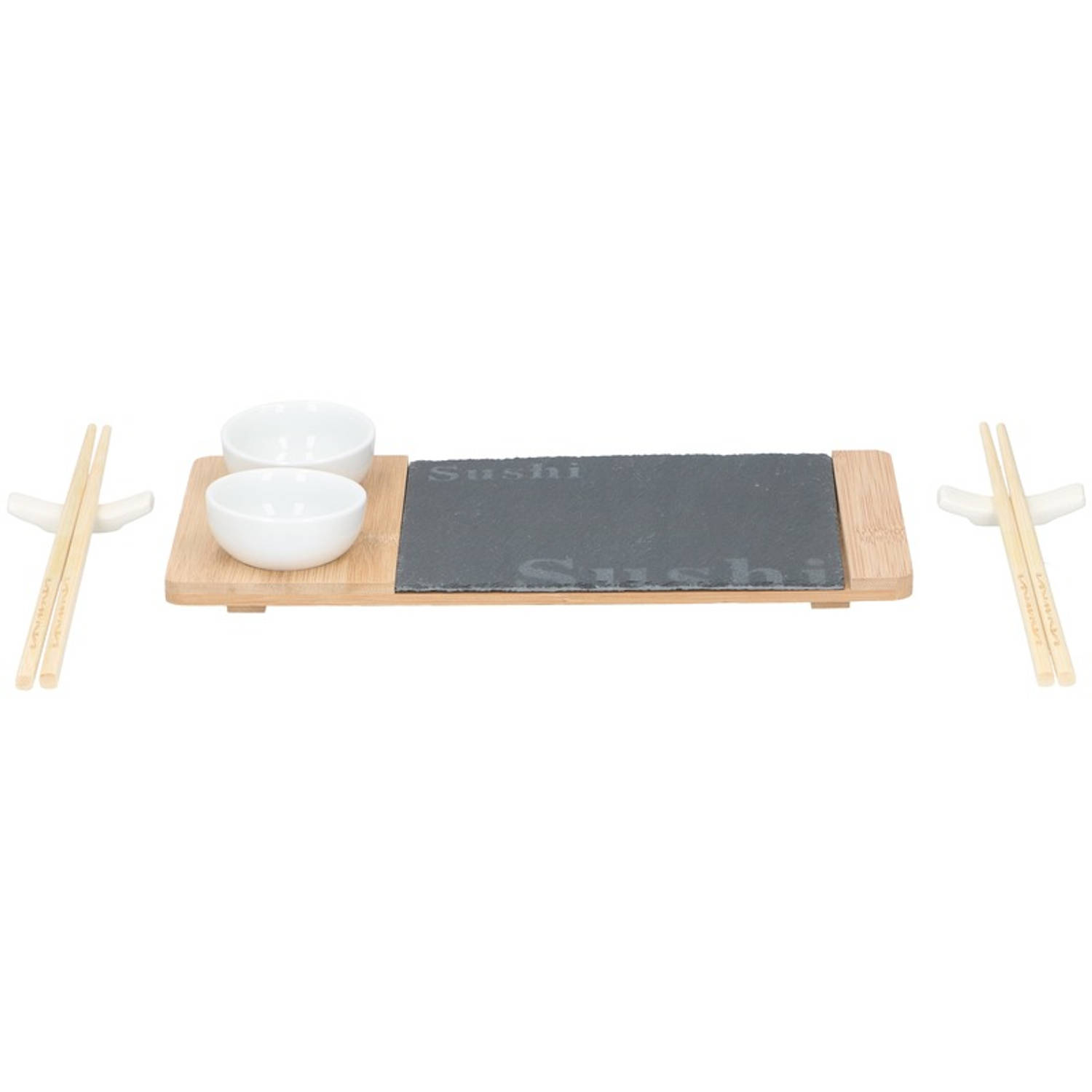 Leggen Kaal litteken Bamboe sushi serveerset voor 2 personen 7-delig - Serveerplanken | Blokker