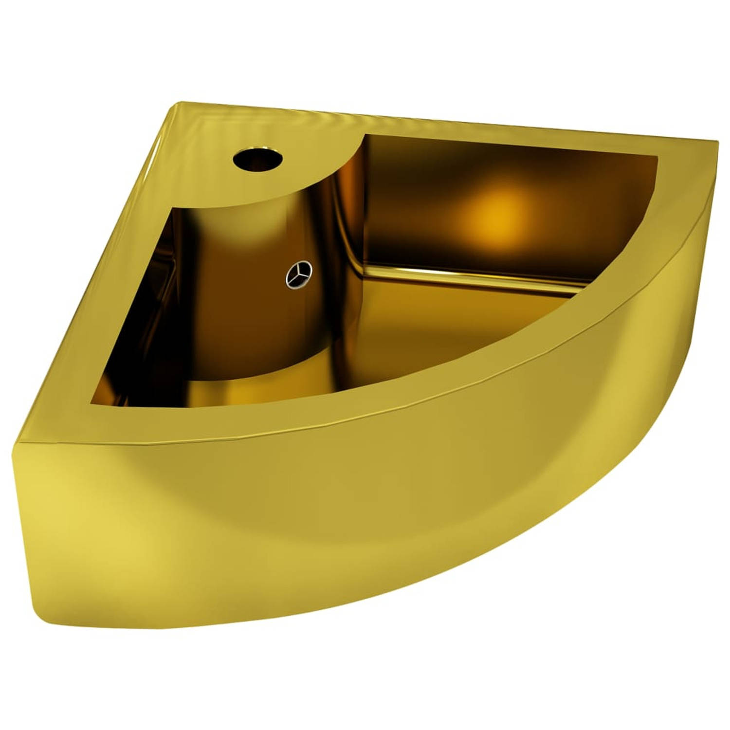 vidaXL Wastafel met overloop 45x32x12,5 cm keramiek goudkleurig