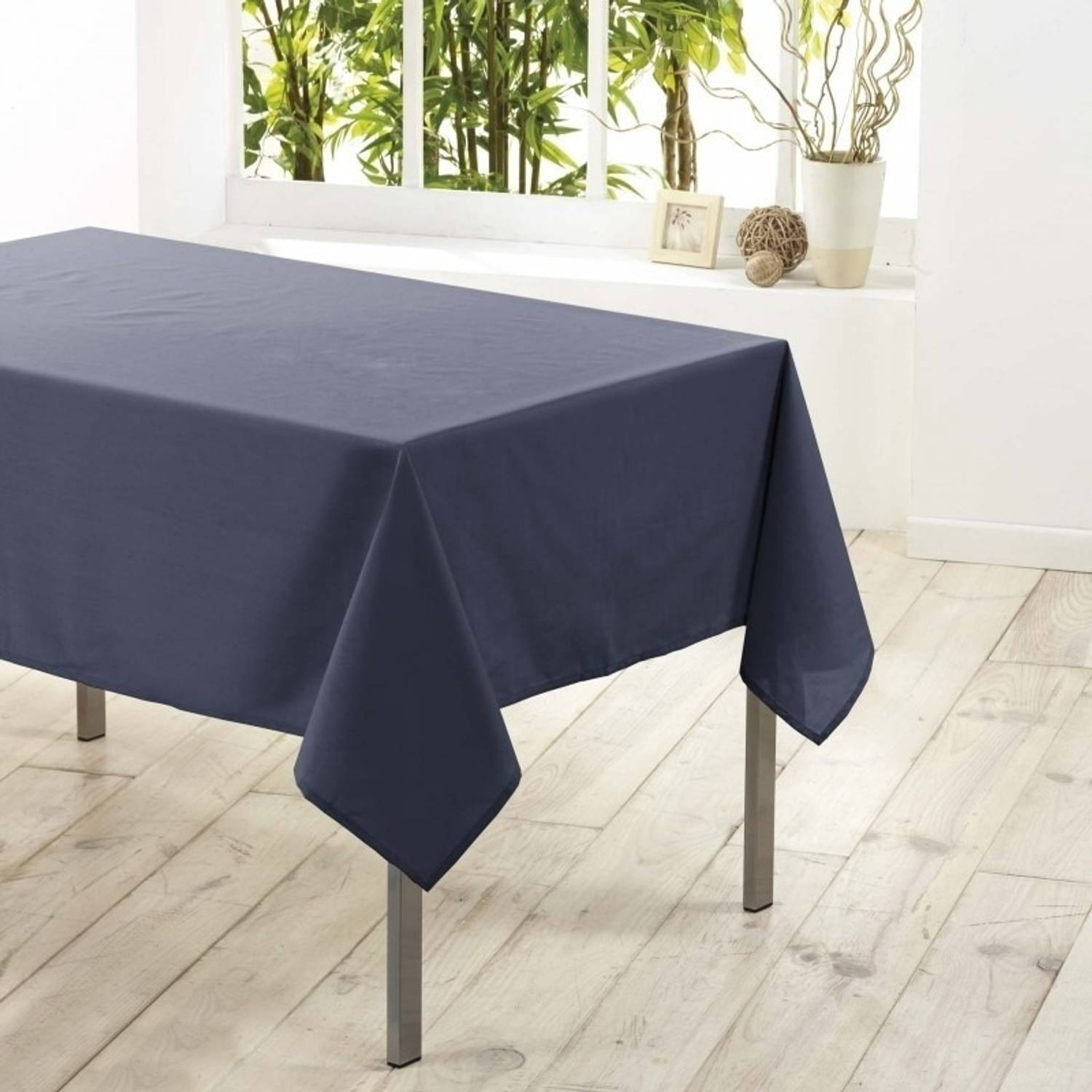 Tafelkleed/tafellaken antraciet grijs 140 x cm textiel/stof - Tafellakens | Blokker
