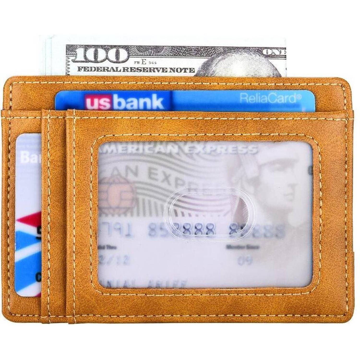 Slim Wallet Pasjeshouder Portemonnee Zwart RFID Anti Skim