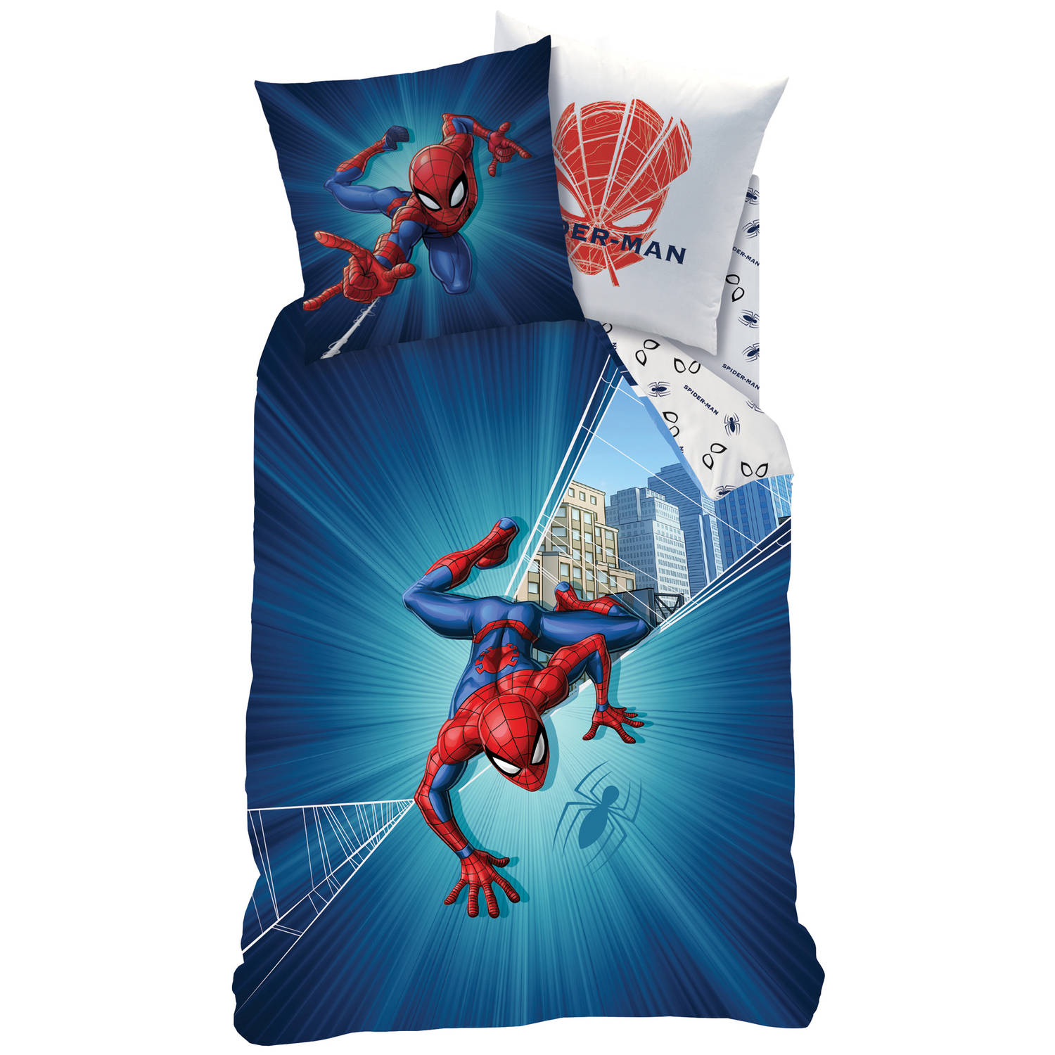Spiderman City Dekbedovertrek - Eenpersoons - 140 X 200 Cm - Multi