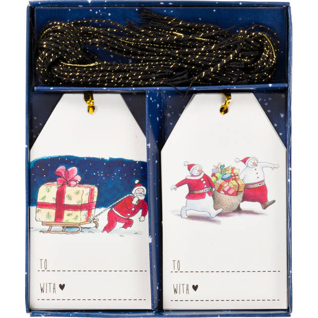 Blokker gift labels met touw 24 stuks