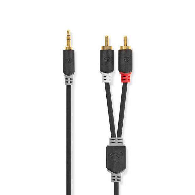 Nedis Stereo audiokabel 3,5 mm jack male - 2x RCA male 5 mtr Antraciet