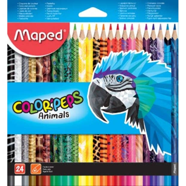 Maped kleurpotloden Color'Peps Animals, kartonnen etui met 24 stuks in geassorteerde kleuren