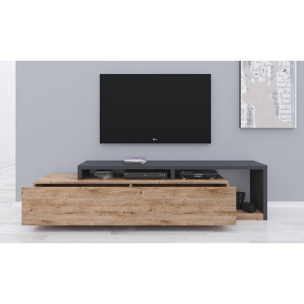 Meubella TV-Meubel Bello - Eiken - Antraciet - 219 cm