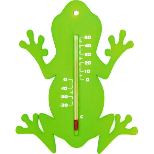 Binnen/buiten thermometer groene kikker 15 cm - Buitenthermometers