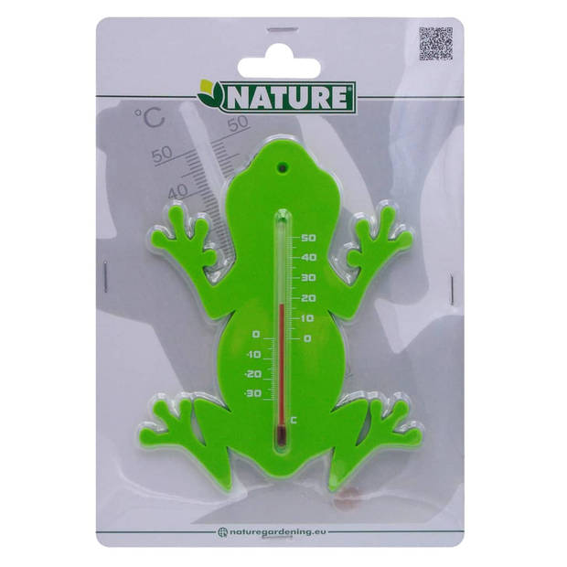 Binnen/buiten thermometer groene kikker 15 cm - Tuindecoratie dieren - Kikkers artikelen - Buitenthemometers