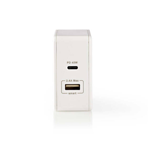 Nedis USB lader 3,0 A USB / USB-C voeding: 45 watt wit