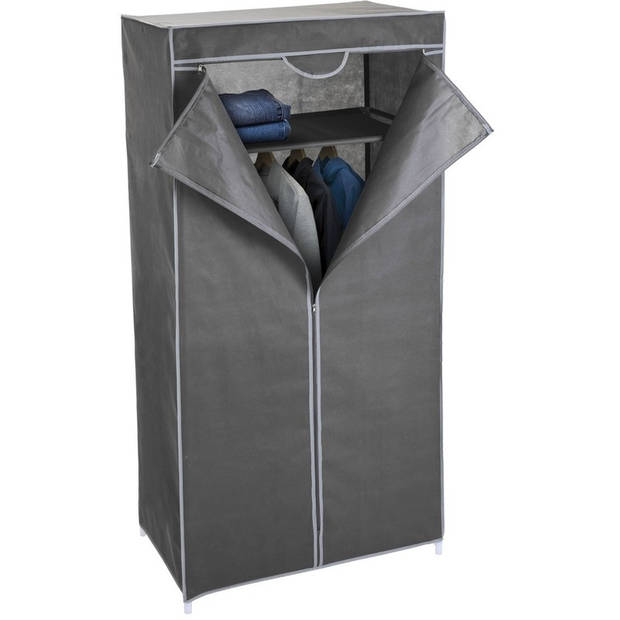Mobiele opvouwbare kledingkast/garderobekast 160 cm grijs - Camping/zolder kast
