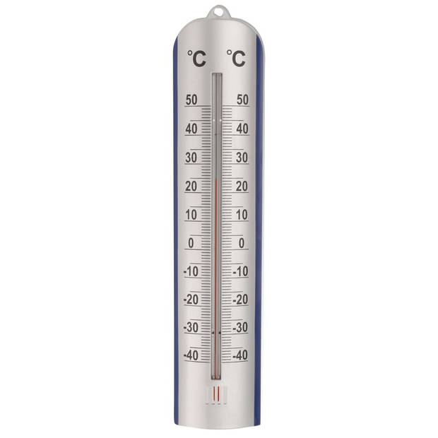 Zilveren binnen/buiten thermometer 27 cm - Buitenthermometers