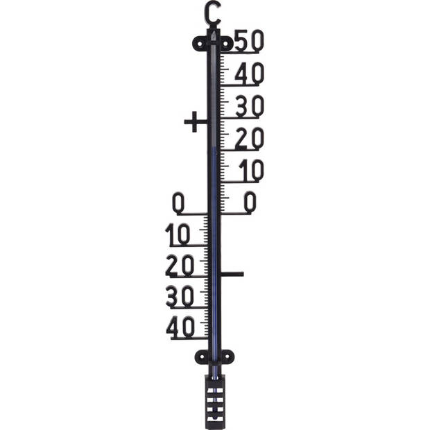 Zwarte binnen/buiten thermometer 41 cm - Buitenthermometers