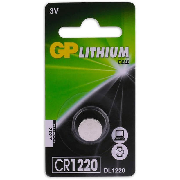 GP knoopcelbatterij CR1220 Lithium 3V zilver