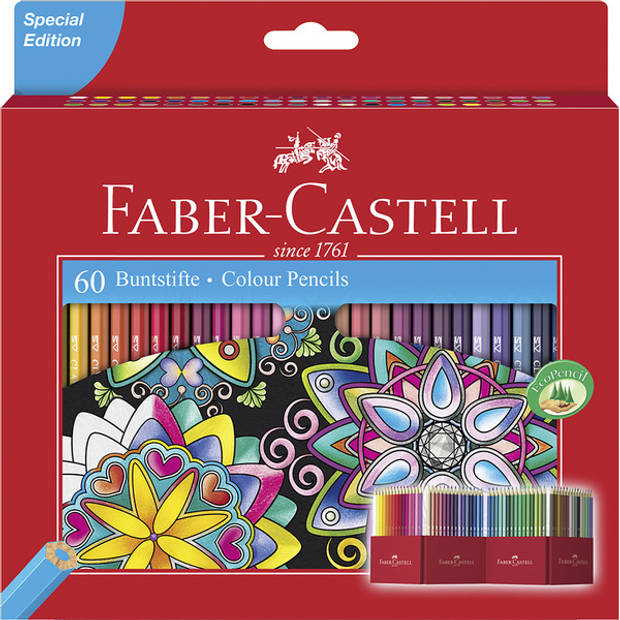 FABER-CASTELL zeshoekige kleurpotloden KASTEEL, 60s kartonnen doos