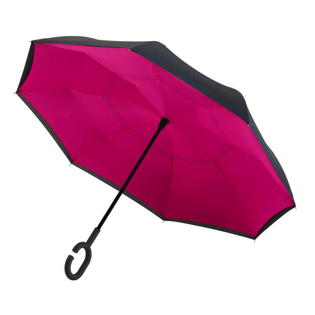Impliva paraplu Inside Out handopening 107 cm roze/zwart