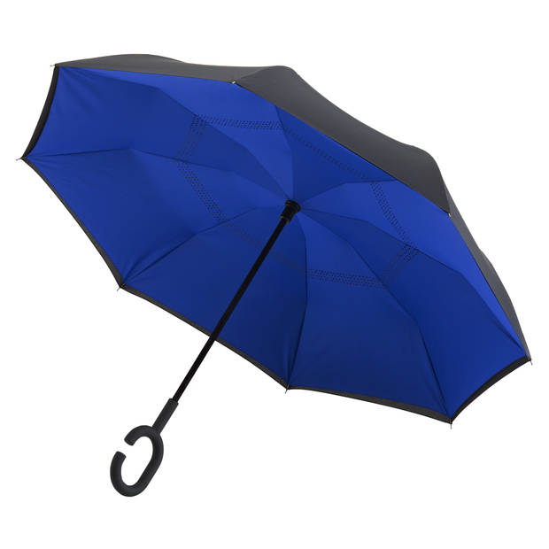 Impliva paraplu Inside Out handopening 107 cm blauw/zwart