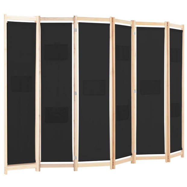 vidaXL Kamerscherm met 6 panelen 240x170x4 cm stof zwart