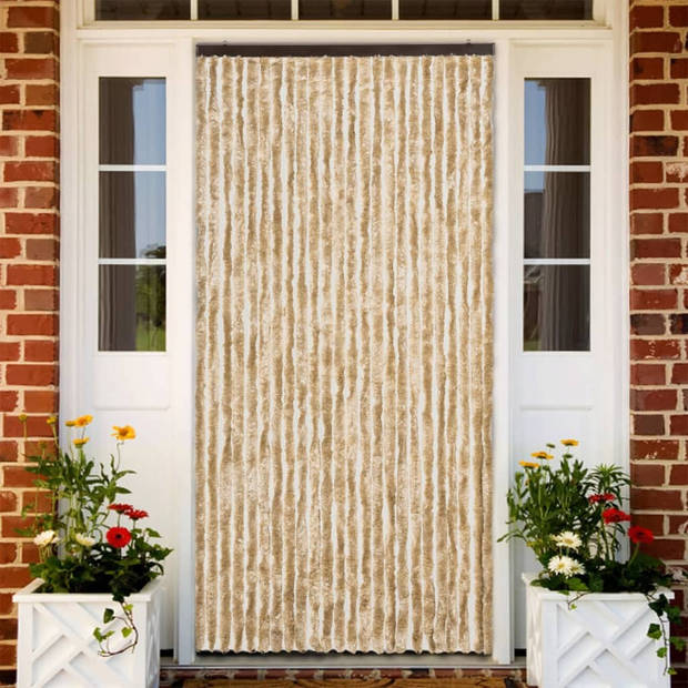 vidaXL Vliegengordijn 100x220 cm chenille beige