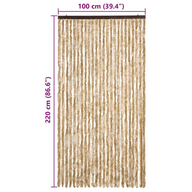 vidaXL Vliegengordijn 100x220 cm chenille beige