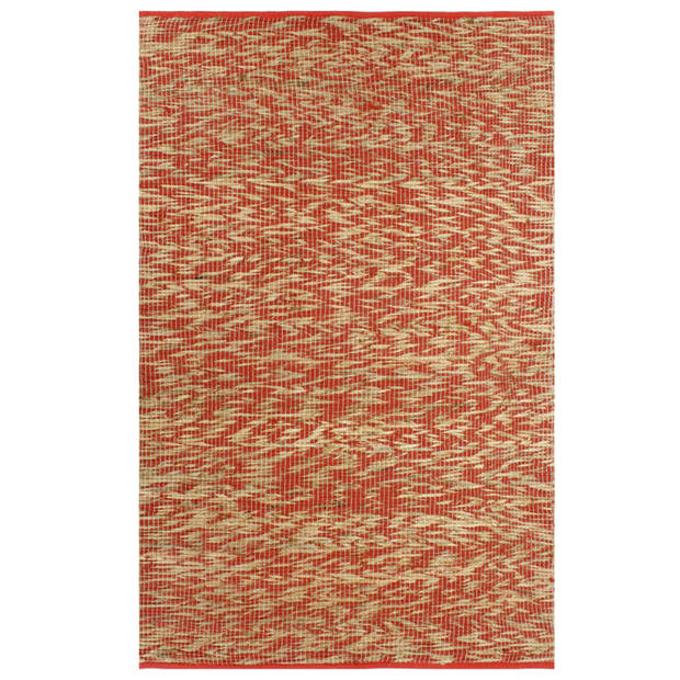 vidaXL Vloerkleed handgemaakt 160x230 cm jute rood en naturel