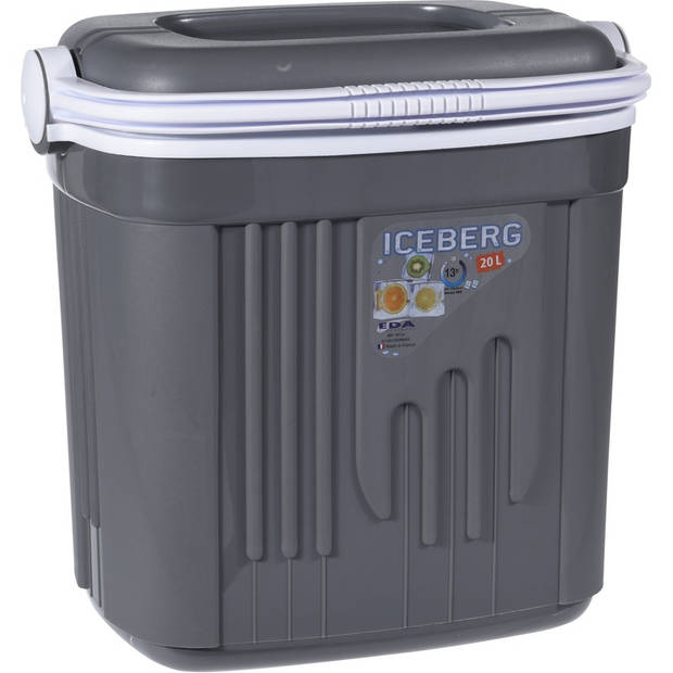 Grijze koelbox kunststof 20 liter - Koelboxen