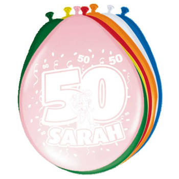 8x stuks Leeftijd ballonnen versiering 50 jaar Sarah - Ballonnen