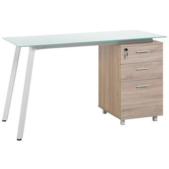 Beliani MONTEVIDEO - Bureau-Lichte houtkleur-Acrylglas, MDF