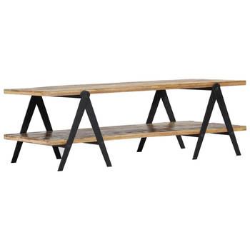 The Living Store Salontafel - Gerecycled hout - 115x60x40cm - 2 lagen - The Living Store