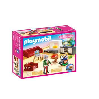 PLAYMOBIL Dollhouse huiskamer met open haard 70207