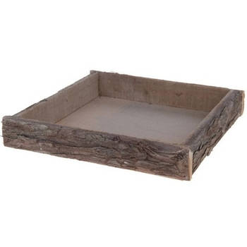 Vierkante boomschors houten onderzet bord/kaarsonderzetter 30 cm - Kaarsenplateaus