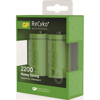 GP ReCyko+ oplaadbare D-batterijen 2200 mAh 2 st 120220DHCC2