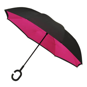 Impliva paraplu Inside Out handopening 107 cm roze/zwart