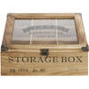 Houten theedoos bruin Storage Box 9-vaks 25 cm - Theedozen/theekisten van hout 25 cm