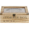 Houten theedoos bruin Storage Box 6-vaks 24 cm - Theedozen/theekisten van hout 24 cm