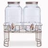 Cosy & Trendy Dubbele drankdispenser/limonade/sap dispenser op onderstel - glas - 2x 3.5 Liter - Drankdispensers