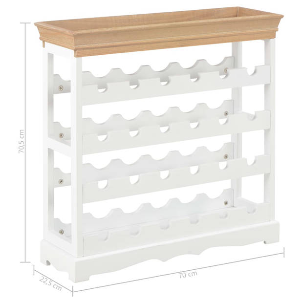 The Living Store Wijnrek - Bruin-Wit - 70 x 22.5 x 70.5 cm - 24 flessen