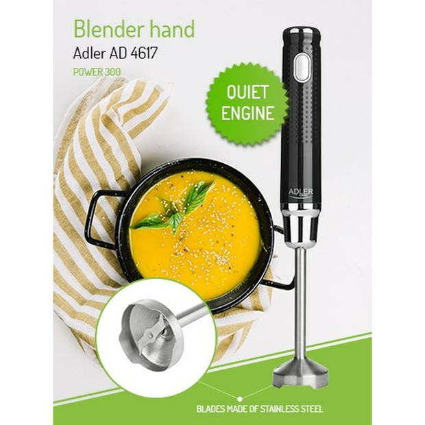 Adler AD 4617 - Staafmixer - 300 Watt - zwart