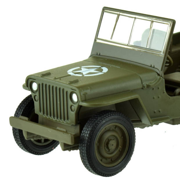 Welly Speelgoed USA Army Jeep auto - legergroen - die-cast metaal - 11 cm - Model Willys - Speelgoed auto's